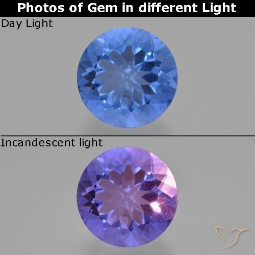 13.97ct 天然 ネイビーブルー カラーチェンジフローライト, ラウンド, VS