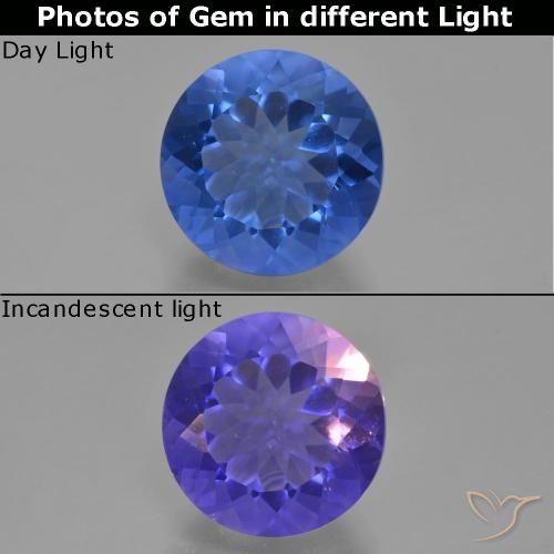 10.65ct 天然 ダークブルー カラーチェンジフローライト, ラウンド, VS