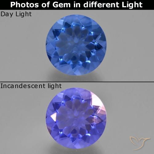 10.90ct 天然 ネイビーブルー カラーチェンジフローライト, ラウンド, VS