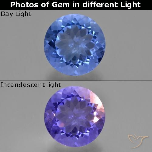 11.13ct 天然 濃いネイビーブルー カラーチェンジフローライト, ラウンド, VS