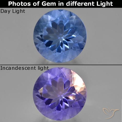 14.74ct 天然 ダークブルー カラーチェンジフローライト, ラウンド, VS