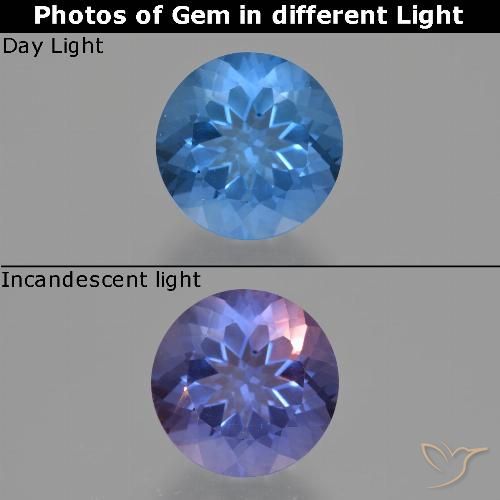 11.73ct 天然 濃いネイビーブルー カラーチェンジフローライト, ラウンド, VS