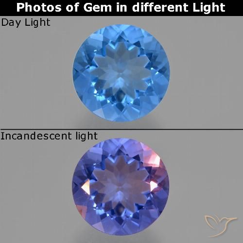 13.41ct 天然 エジプシャンブルー カラーチェンジフローライト, ラウンド, VS