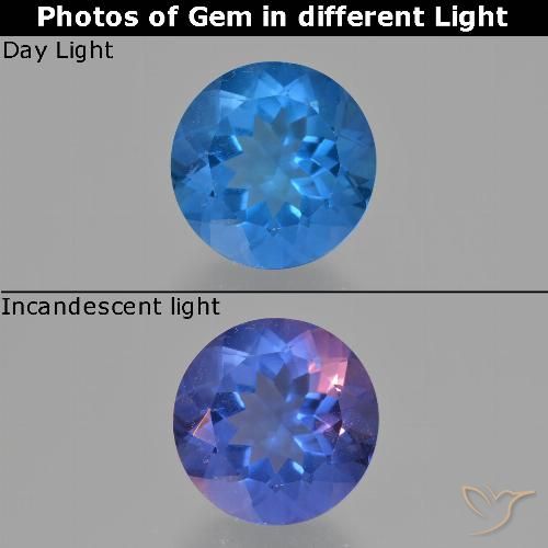 12.83ct 天然 明るいブルー カラーチェンジフローライト, ラウンド, VS