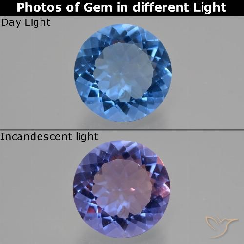 12.97ct 天然 エジプシャンブルー カラーチェンジフローライト, ラウンド, VS
