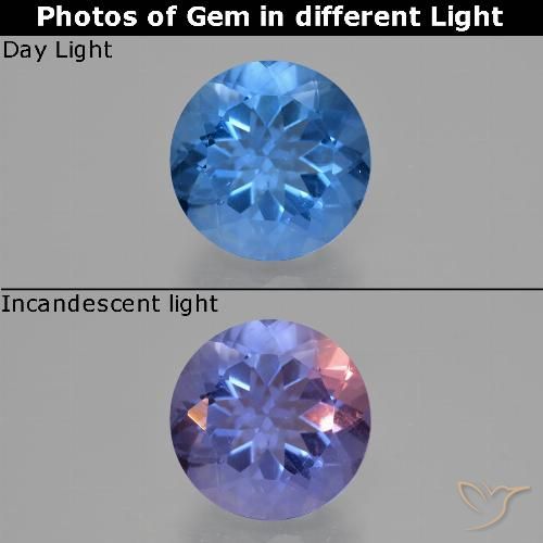 10.94ct 天然 ミディアムブルー カラーチェンジフローライト, ラウンド, VS