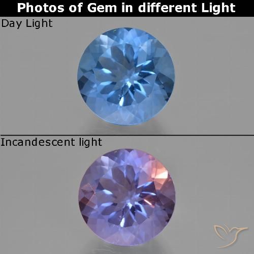 11.45ct 天然 明るいブルー カラーチェンジフローライト, ラウンド, VS