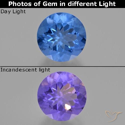 12.13ct 天然 明るいブルー カラーチェンジフローライト, ラウンド, VS