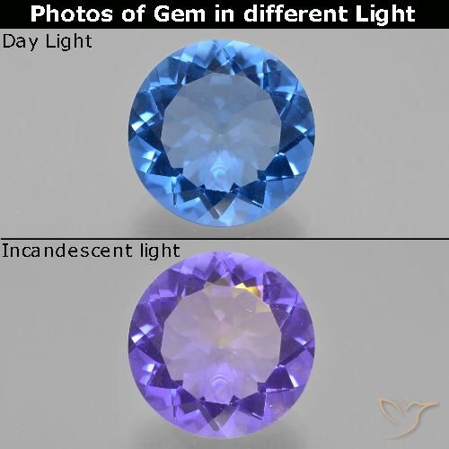 12.64ct 天然 明るいブルー カラーチェンジフローライト, ラウンド, VS