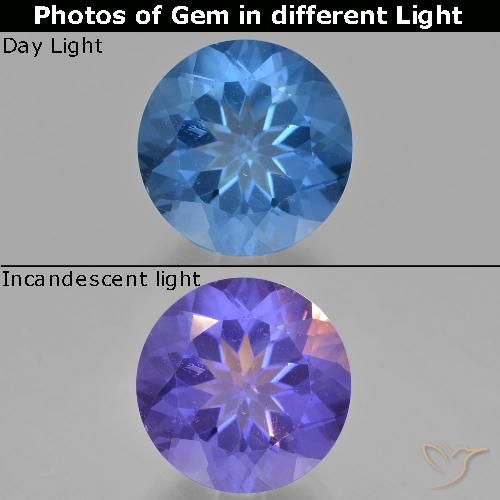 14.01ct 天然 明るいブルー カラーチェンジフローライト, ラウンド, VS