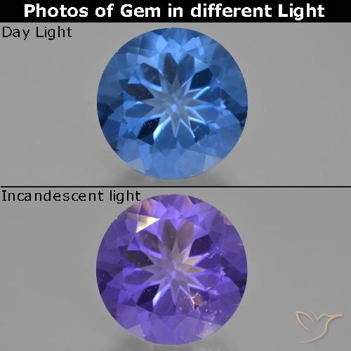 14.16ct 天然 ダークブルー カラーチェンジフローライト, ラウンド, VS