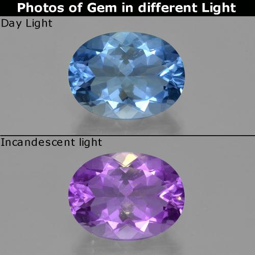 20.16カラットの天然ダークブルーカラーチェンジフローライト、オーバルカット、VS