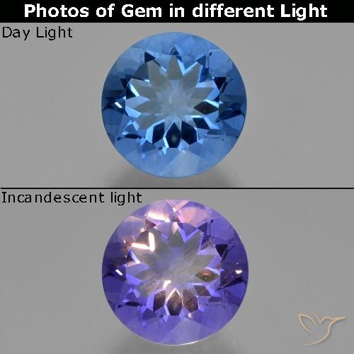13.83ct 天然 濃いネイビーブルー カラーチェンジフローライト, ラウンド, VVS-VS