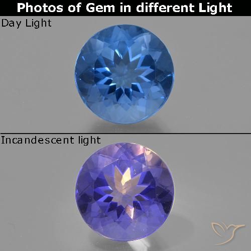 11.83ct 天然 ダークブルー カラーチェンジフローライト, ラウンド, VS