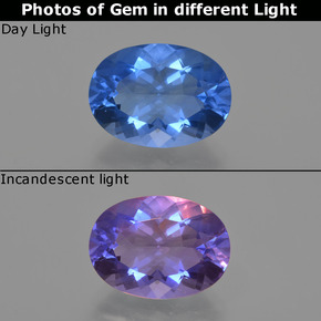 8.60カラットの天然バイオレットブルー色が変わるフローライト、オーバルカット、VS