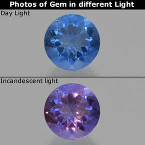 11.19カラットの天然濃いネイビーブルー色が変わるフローライト、ラウンドカット、VS