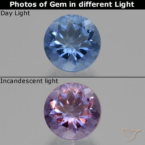 11.08ct 天然 濃いネイビーブルー カラーチェンジフローライト, ラウンド, VS