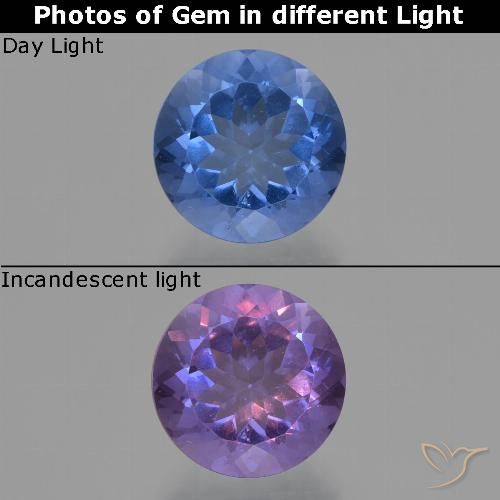 11.33ct 天然 ダークブルー カラーチェンジフローライト, ラウンド, VS