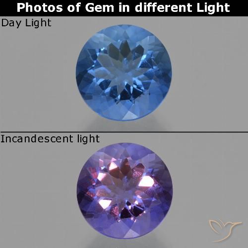 11.55ct 天然 ネイビーブルー カラーチェンジフローライト, ラウンド, VS