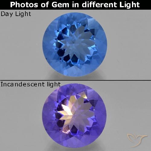 13.93ct 天然 ダークブルー カラーチェンジフローライト, ラウンド, VS