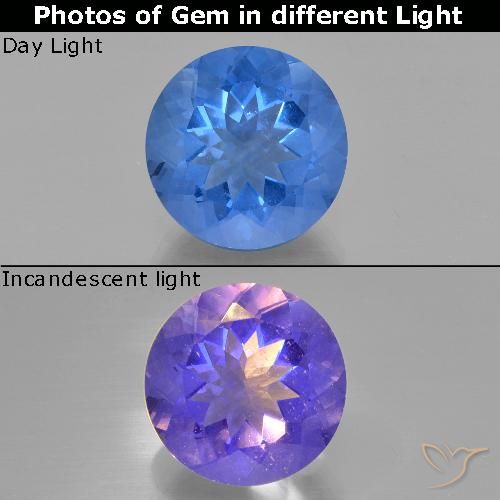 13.99ct 天然 エジプシャンブルー カラーチェンジフローライト, ラウンド, VS