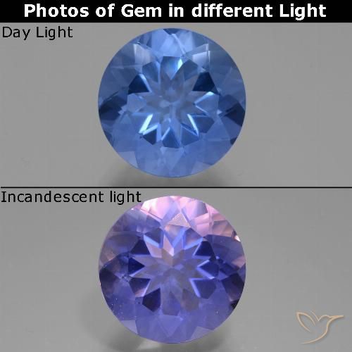 11.61ct 天然 ダークブルー カラーチェンジフローライト, ラウンド, VVS-VS