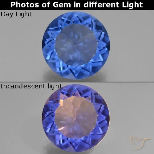 12.27ct 天然 ダークブルー カラーチェンジフローライト, ラウンド, VS