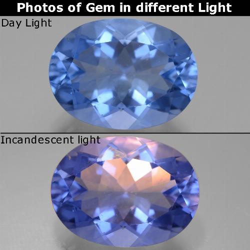 21.46カラットの天然ネイビーブルー色が変わるフローライト、オーバルカット、VS