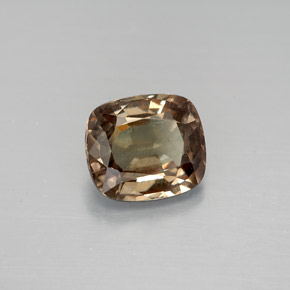 1.81カラットの天然緑ががかったブラウンからレッドピンクカラーチェンジガーネット、クッションカット、VS