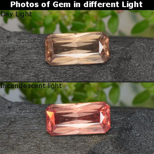 0.71カラットの天然ヒッコリーブラウンカラーチェンジガーネット、エメラルドカット、VS-SI