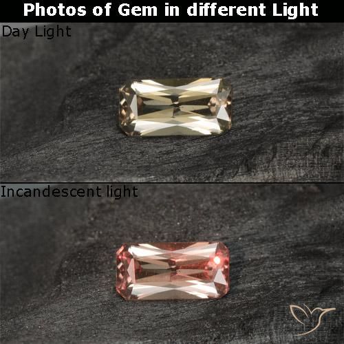 0.76ct 天然 ウォームイエロー カラーチェンジガーネット, エメラルドカット, VVS