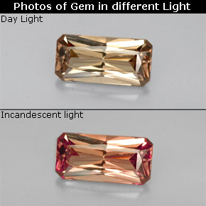 1.44カラットの天然ゴールドブラウンからオレンジカラーチェンジガーネット、エメラルドカット、VS