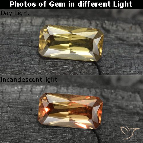 0.70ct 天然 ダークゴールド カラーチェンジガーネット, エメラルドカット, VVS-VS