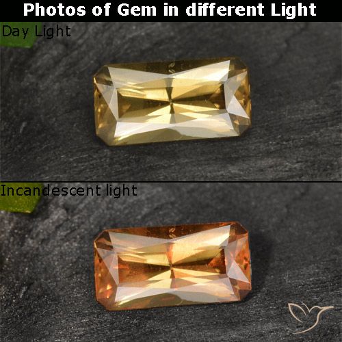 0.81ct 天然 ゴールドブラウン カラーチェンジガーネット, エメラルドカット, VS