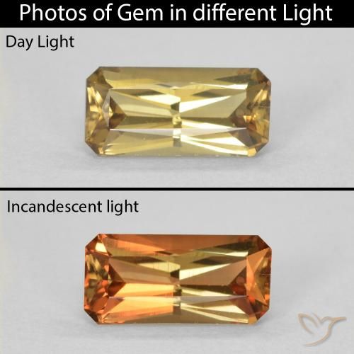 0.73ct 天然 ゴールドブラウン カラーチェンジガーネット, エメラルドカット, VVS