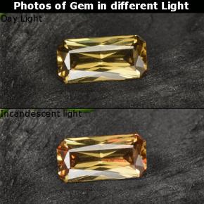 0.57カラットの天然ゴールドブラウンカラーチェンジガーネット、エメラルドカット、VVS