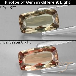 0.87ct 天然 ゴールド カラーチェンジガーネット, クッション, VS-SI