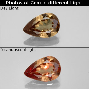 1.41カラットの天然ライトブラウンカラーチェンジガーネット、洋梨の形、VS