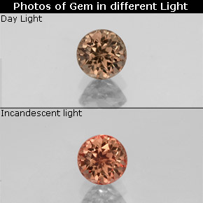 0.61カラットの天然ゴールドブラウンからオレンジカラーチェンジガーネット、ラウンドカット、VVS-VS