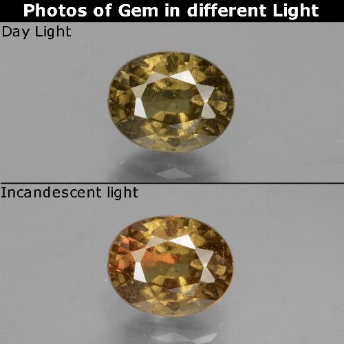 1.05カラットの天然ミディアムダークブラウンカラーチェンジガーネット、オーバルカット、VS-SI