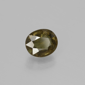 1.38カラットの天然緑ががかったブラウンからレッドピンクカラーチェンジガーネット、オーバルカット、SI