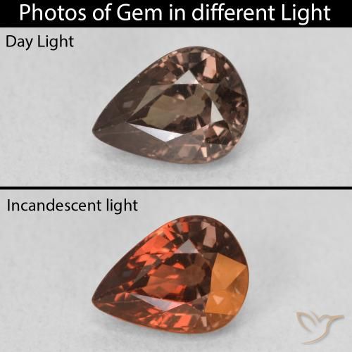 1.23ct 天然 ミディアムライトブラウン カラーチェンジガーネット, 洋梨の形, VVS-VS