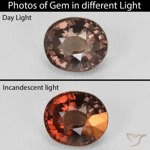 1.60ct 天然 ミディアムライトブラウン カラーチェンジガーネット, 楕円形, VS