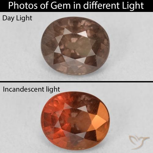 1.44ct 天然 ミディアムライトブラウン カラーチェンジガーネット, 楕円形, VS