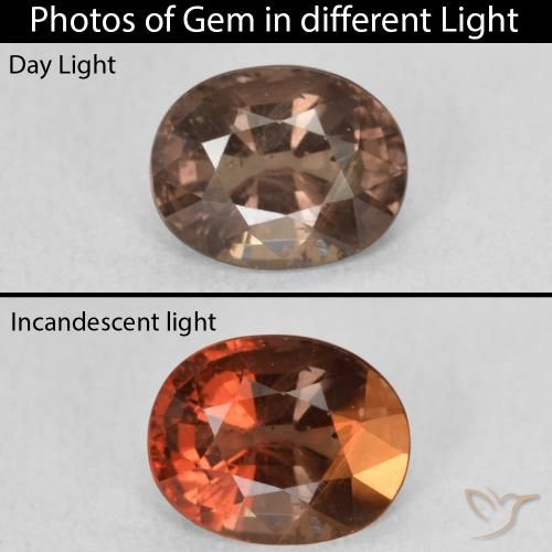 1.29ct 天然 ミディアムライトブラウン カラーチェンジガーネット, 楕円形, VS