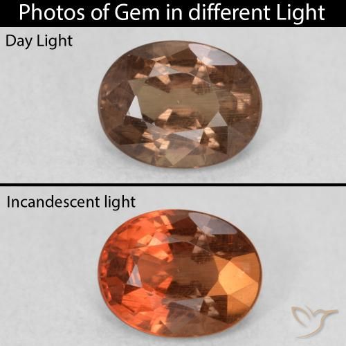 0.82ct 天然 ミディアムライトブラウン カラーチェンジガーネット, 楕円形, VS