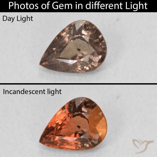 1.08ct 天然 ダークブラウン カラーチェンジガーネット, 洋梨の形, VS