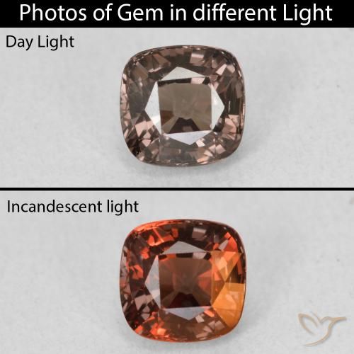 1.03ct 天然 ミディアムライトブラウン カラーチェンジガーネット, クッション, VVS