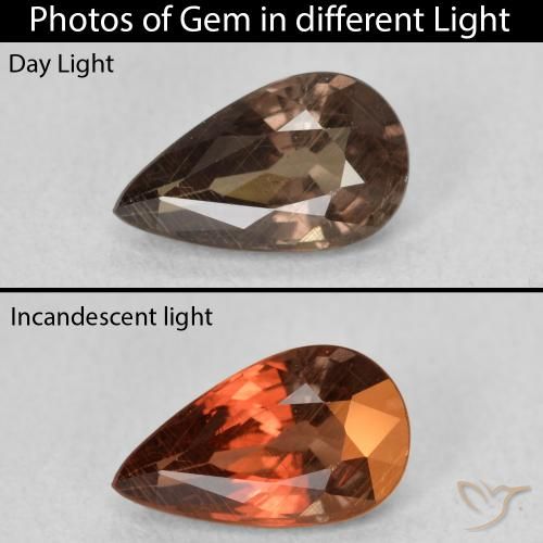 1.41ct 天然 ダークブラウン カラーチェンジガーネット, 洋梨の形, VS