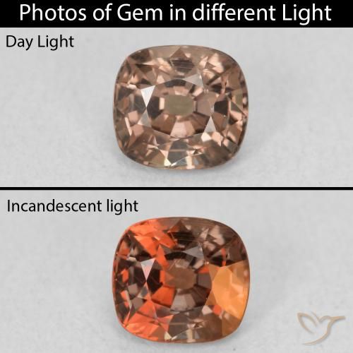 0.95ct 天然 ミディアムブラウン カラーチェンジガーネット, クッション, VS